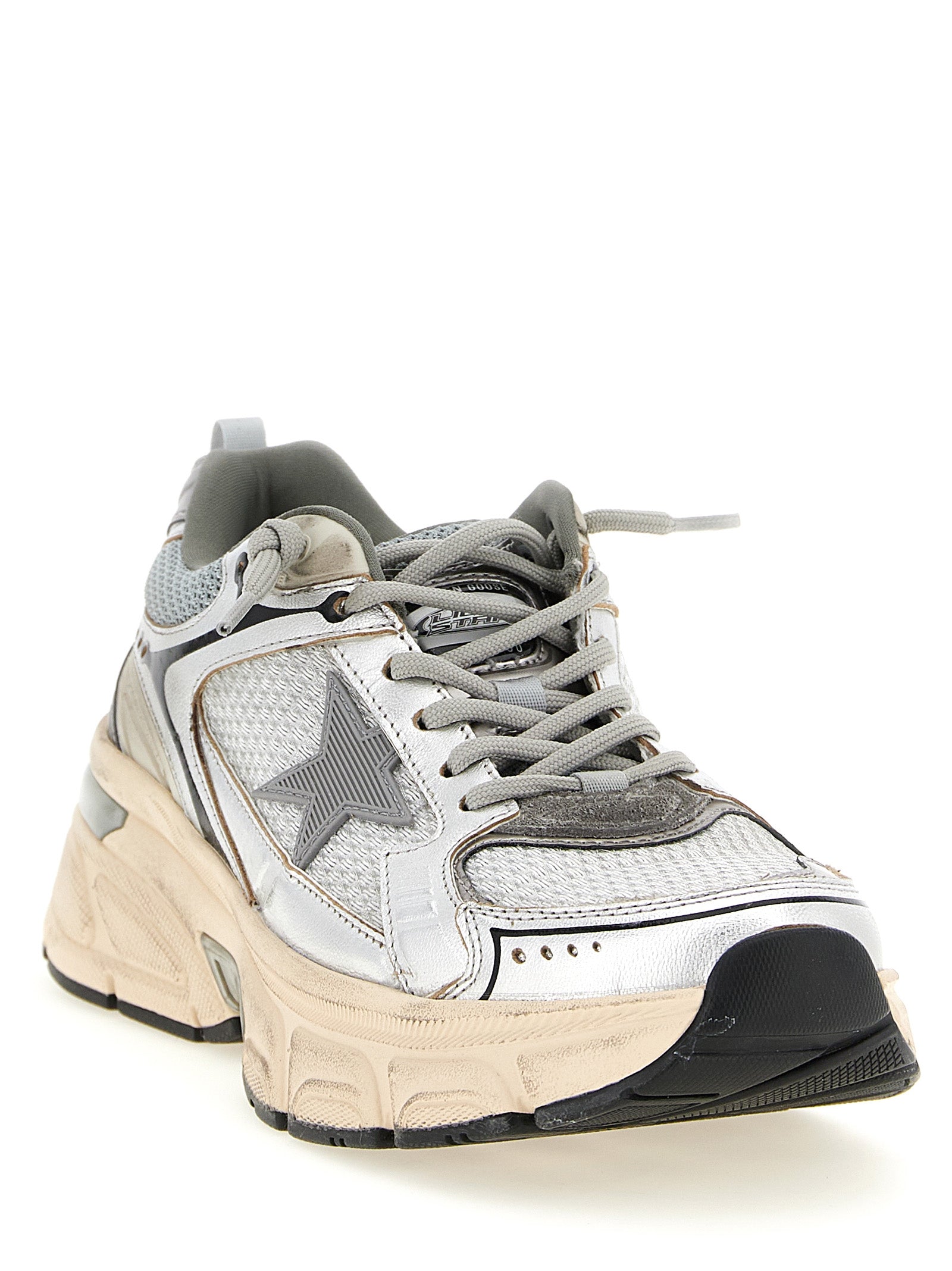 Sneakers by Golden Goose for women in viscose tu polyester polyurethane leather silver features a chic design, perfectly showcasing the chic chunky style of this Star Women's Chunky Viscose TU Polyester Polyurethane Leather Sneakers.