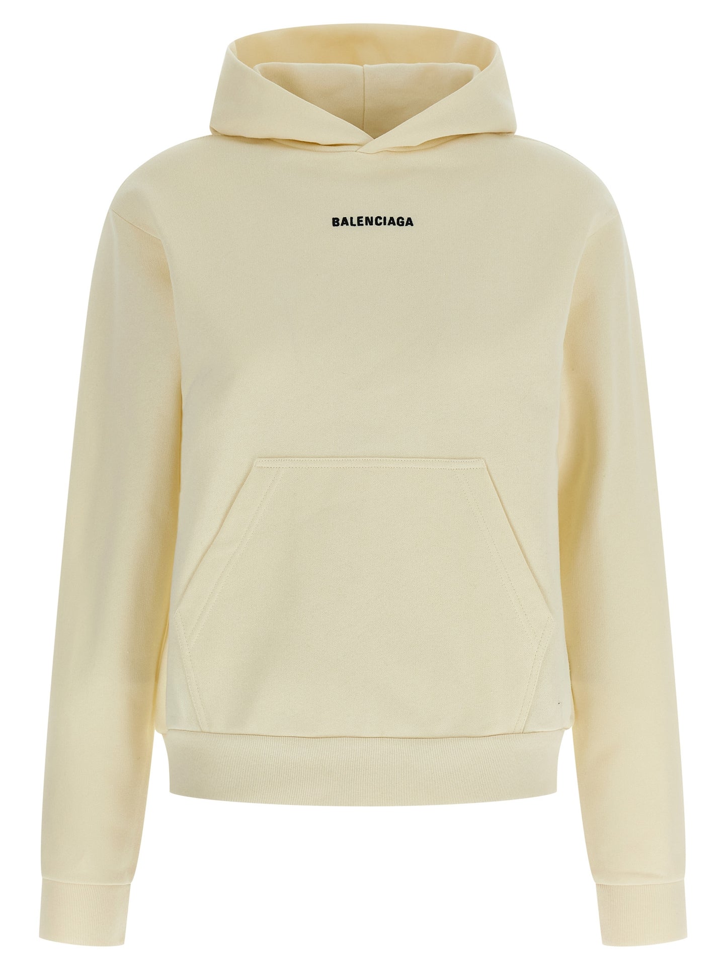 Balenciaga Women's Cotton Sweatshirt Hoodie - Beige Patterned