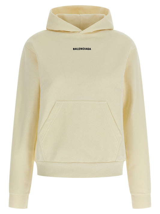 Balenciaga Women's Cotton Sweatshirt Hoodie - Beige Patterned