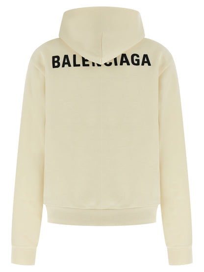 Balenciaga Women's Cotton Sweatshirt Hoodie - Beige Patterned
