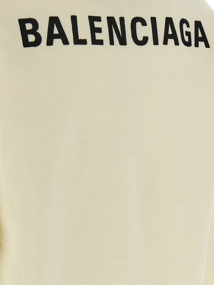 Balenciaga Women's Cotton Sweatshirt Hoodie - Beige Patterned