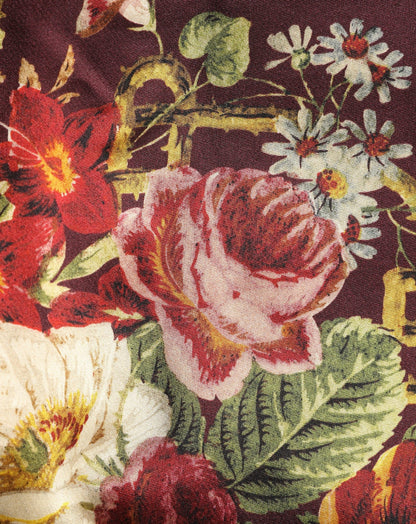 Dolce & Gabbana Burgundy Floral HighWaist A-line Mini Skirt