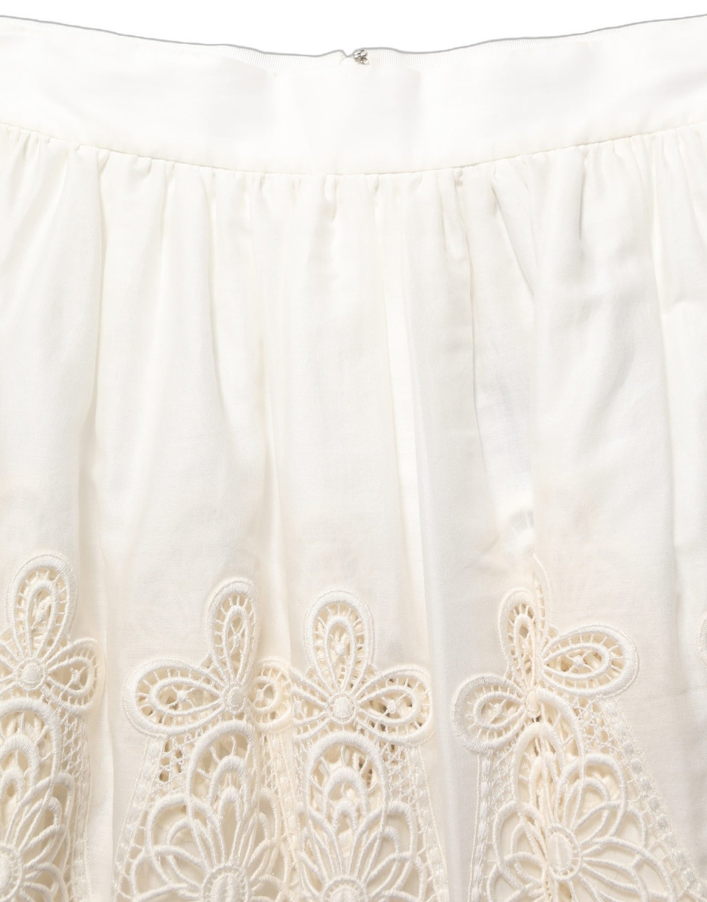 Dolce & Gabbana White Floral Embroidered A-line Mini Skirt