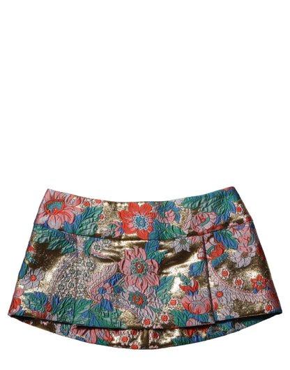 Dolce & Gabbana Multicolor Floral Jacquard MidWaist Mini Skirt