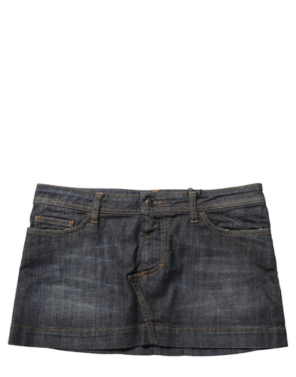 Dolce & Gabbana Black Cotton Spandex Low Waist Denim Mini Skirt