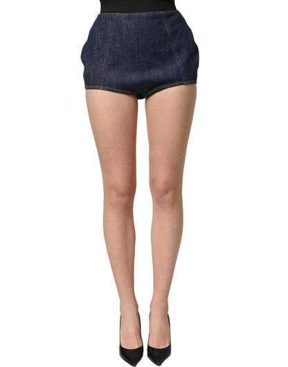 Dolce & Gabbana Women's High Rise Denim Cotton Shorts - Dark Blue