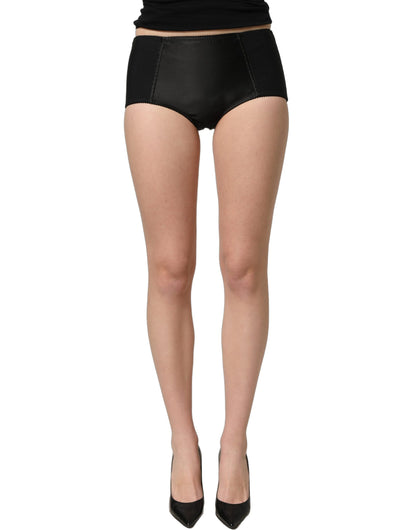 Dolce & Gabbana Women's Wide Low Rise Cotton Nylon & Satin Short Trousers - Black
