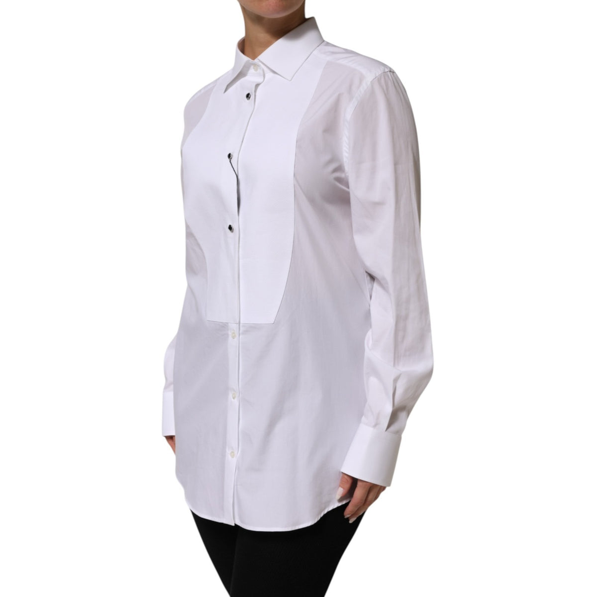 Dolce & Gabbana Women's Slim Long-Sleeve Cotton Dress Shirt - White