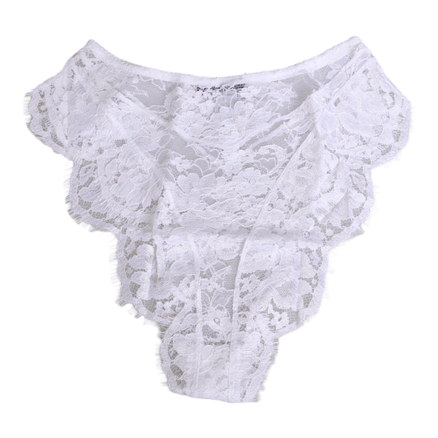 Dolce & Gabbana White Floral Lace Low Rise Panty Underwear