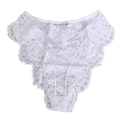 Dolce & Gabbana White Floral Lace Low Rise Panty Underwear