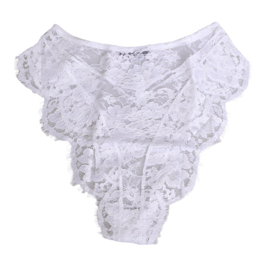 Dolce & Gabbana White Floral Lace Low Rise Panty Underwear