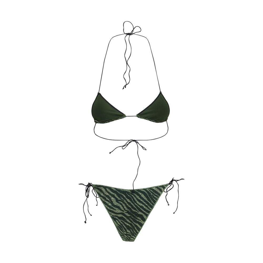 Bikini by Oséree for women in stretch polyamide and bicolour presents a sultry silhouette, artfully capturing the sophisticated aesthetic of Women's Stretch Polyamide Bikini with a sultry finish.