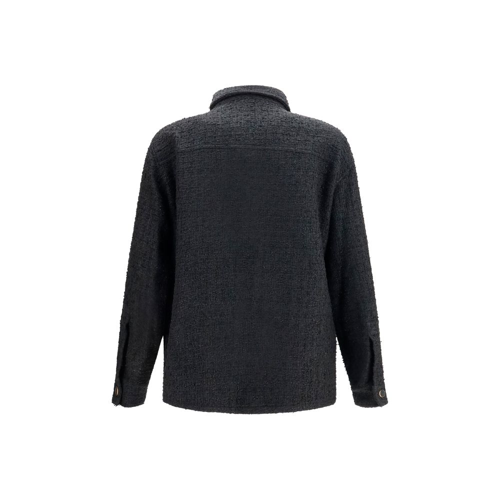 Windbreaker Jacket by Balmain for men in polyamide cotton tweed black features an perennial silhouette with a refined and perennial pockets & windproof for a sophisticated weather-resistant look.