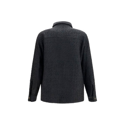 Windbreaker Jacket by Balmain for men in polyamide cotton tweed black features an perennial silhouette with a refined and perennial pockets & windproof for a sophisticated weather-resistant look.