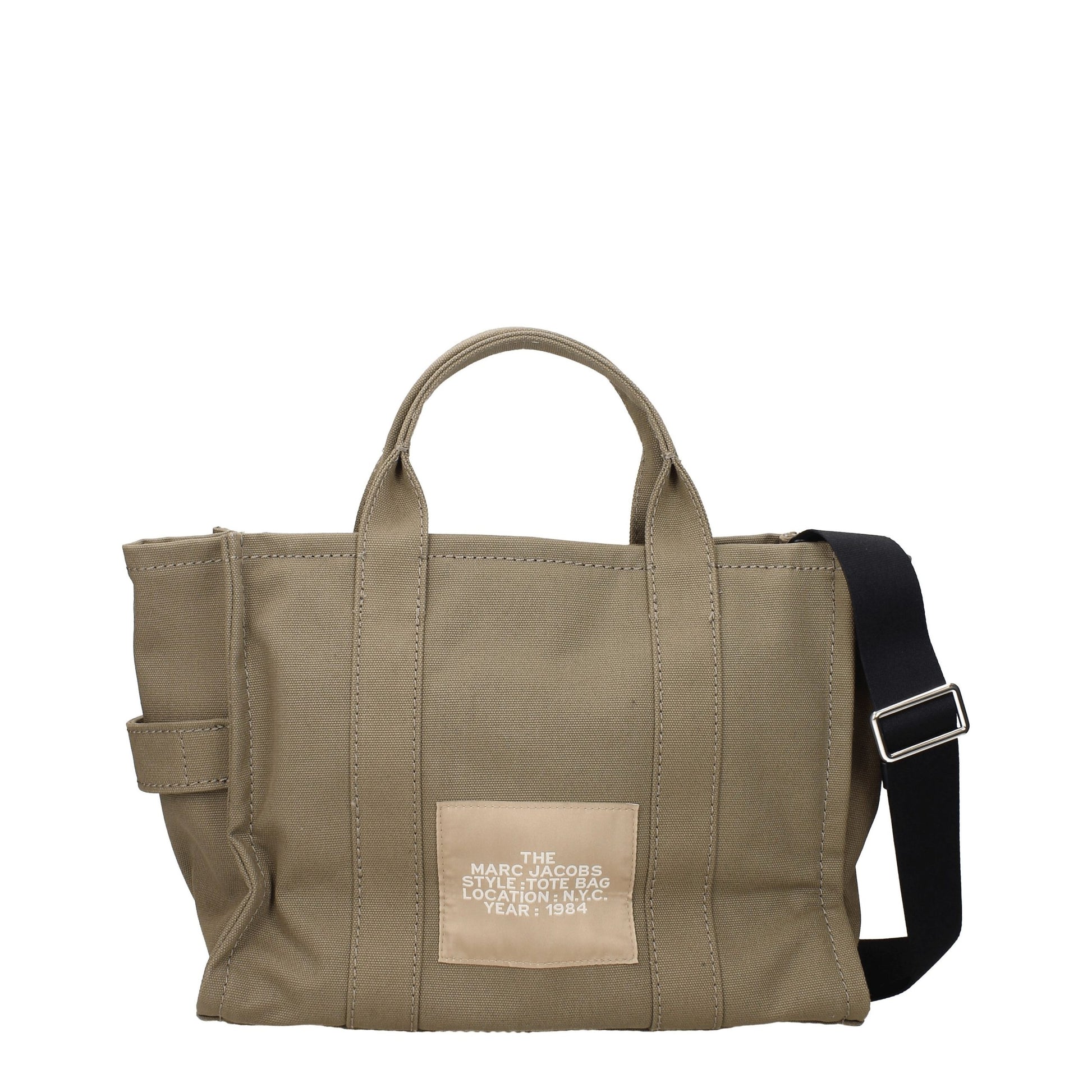 Medium Handbag by Marc Jacobs for women in fabric green features a ornamental silhouette, showcasing a secure zipper, ample , and ornamental shoulder-strap, adjustable-strap & handle for a sophisticated look.