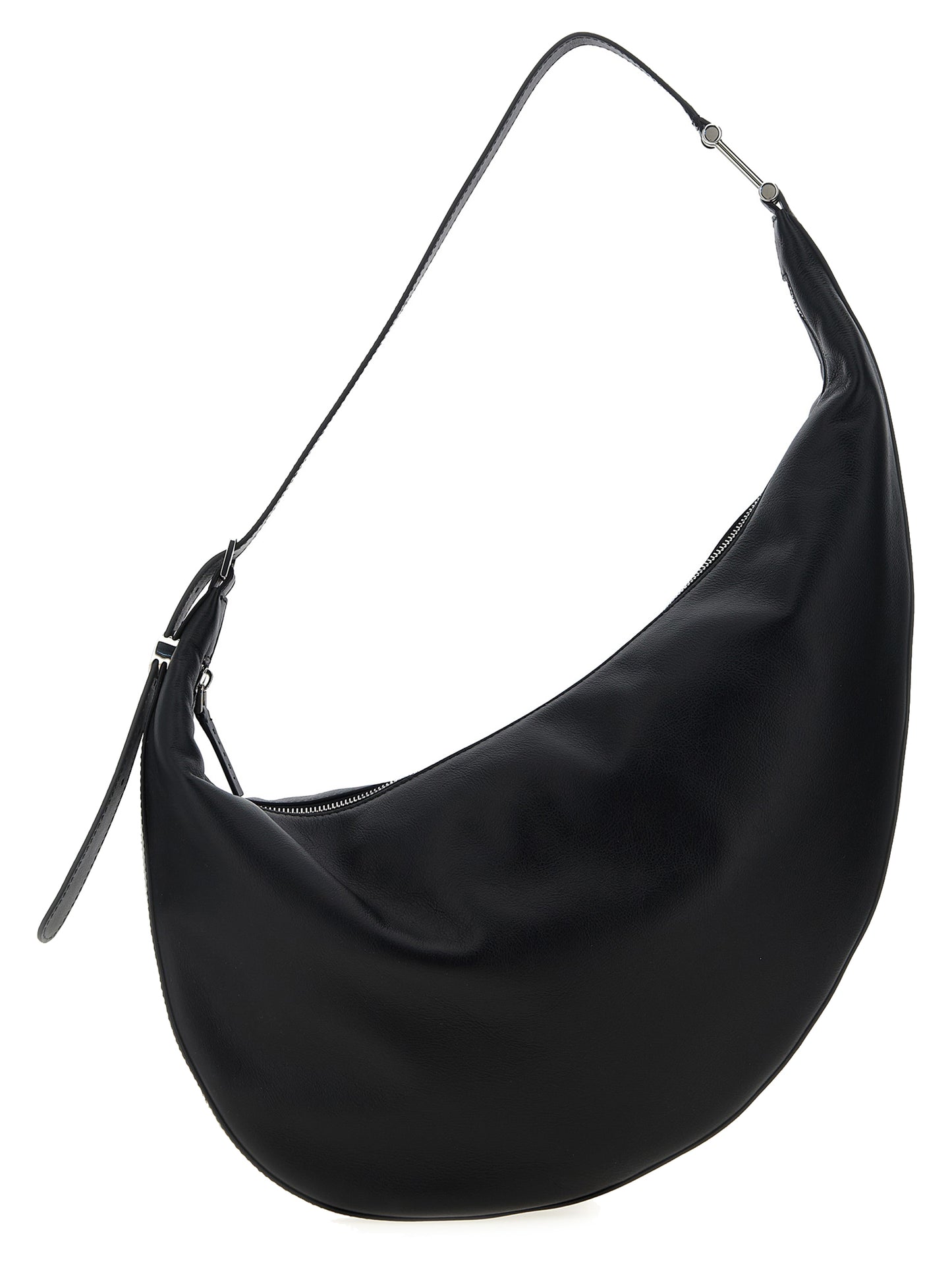 Small Shoulder Crescent Hobo Bag by Marni for women in calfskin leather black features a distinguished silhouette, showcasing a secure zipper and distinguished with versatile shoulder-strap, adjustable-strap & handle for a distinguished finish.