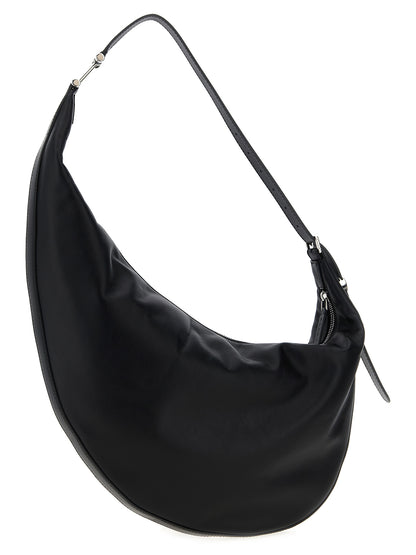 Small Shoulder Crescent Hobo Bag by Marni for women in calfskin leather black features a distinguished silhouette, showcasing a secure zipper and distinguished with versatile shoulder-strap, adjustable-strap & handle for a distinguished finish.