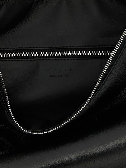 Small Shoulder Crescent Hobo Bag by Marni for women in calfskin leather black presents a versatile silhouette, showcasing a secure zipper and versatile with versatile shoulder-strap, adjustable-strap & handle for a sophisticated look.