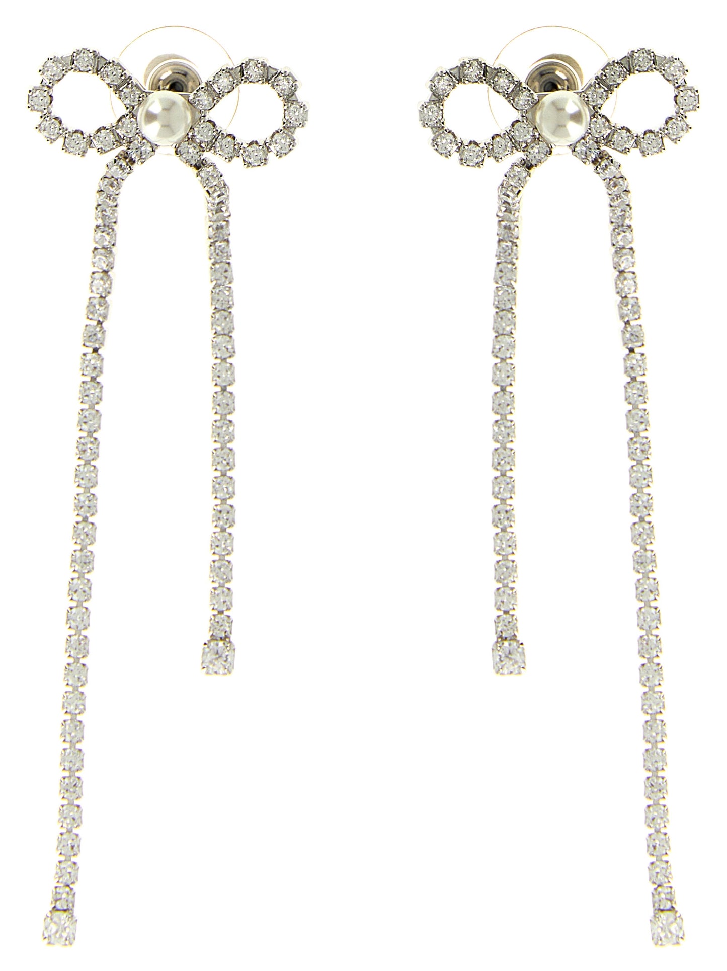 Earrings by Self-Portrait for women in suede calfskin leather copper, pearl & silver showcases a captivating silhouette, featuring an captivating from the Women's Silver Copper Pearls & Crystal Earrings collection for a captivating finish.