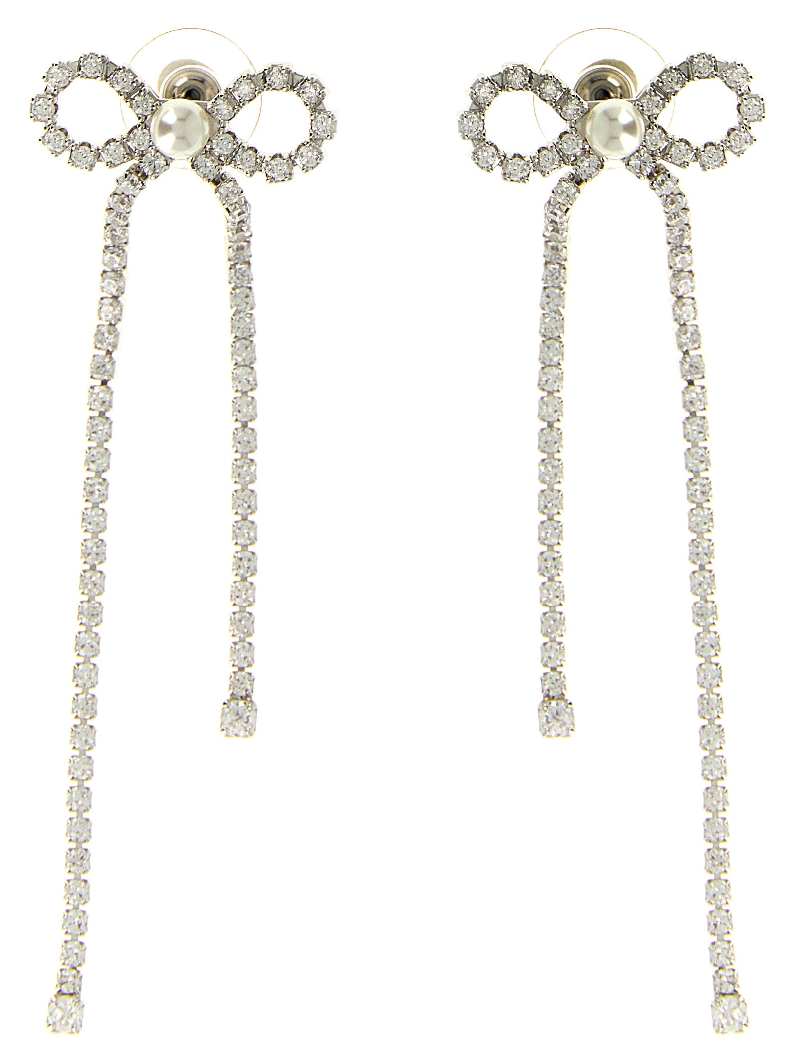 Earrings by Self-Portrait for women in suede calfskin leather copper, pearl & silver showcases a captivating silhouette, featuring an captivating from the Women's Silver Copper Pearls & Crystal Earrings collection for a captivating finish.