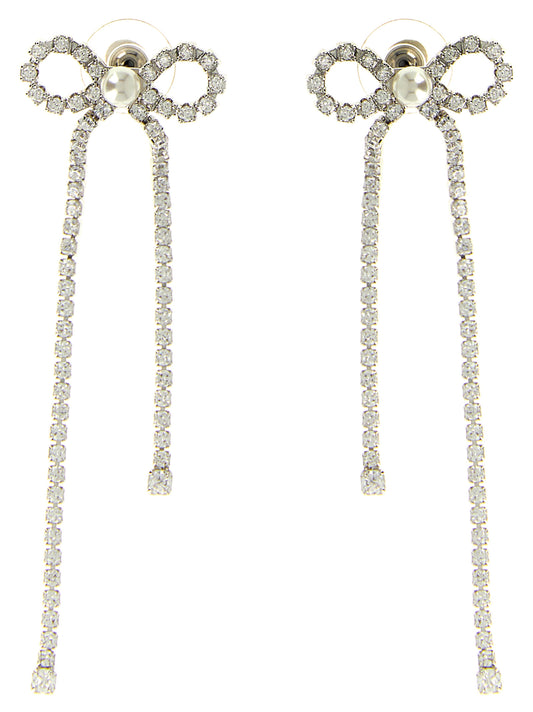 Earrings by Self-Portrait for women in suede calfskin leather copper, pearl & silver showcases a captivating silhouette, featuring an captivating from the Women's Silver Copper Pearls & Crystal Earrings collection for a captivating finish.