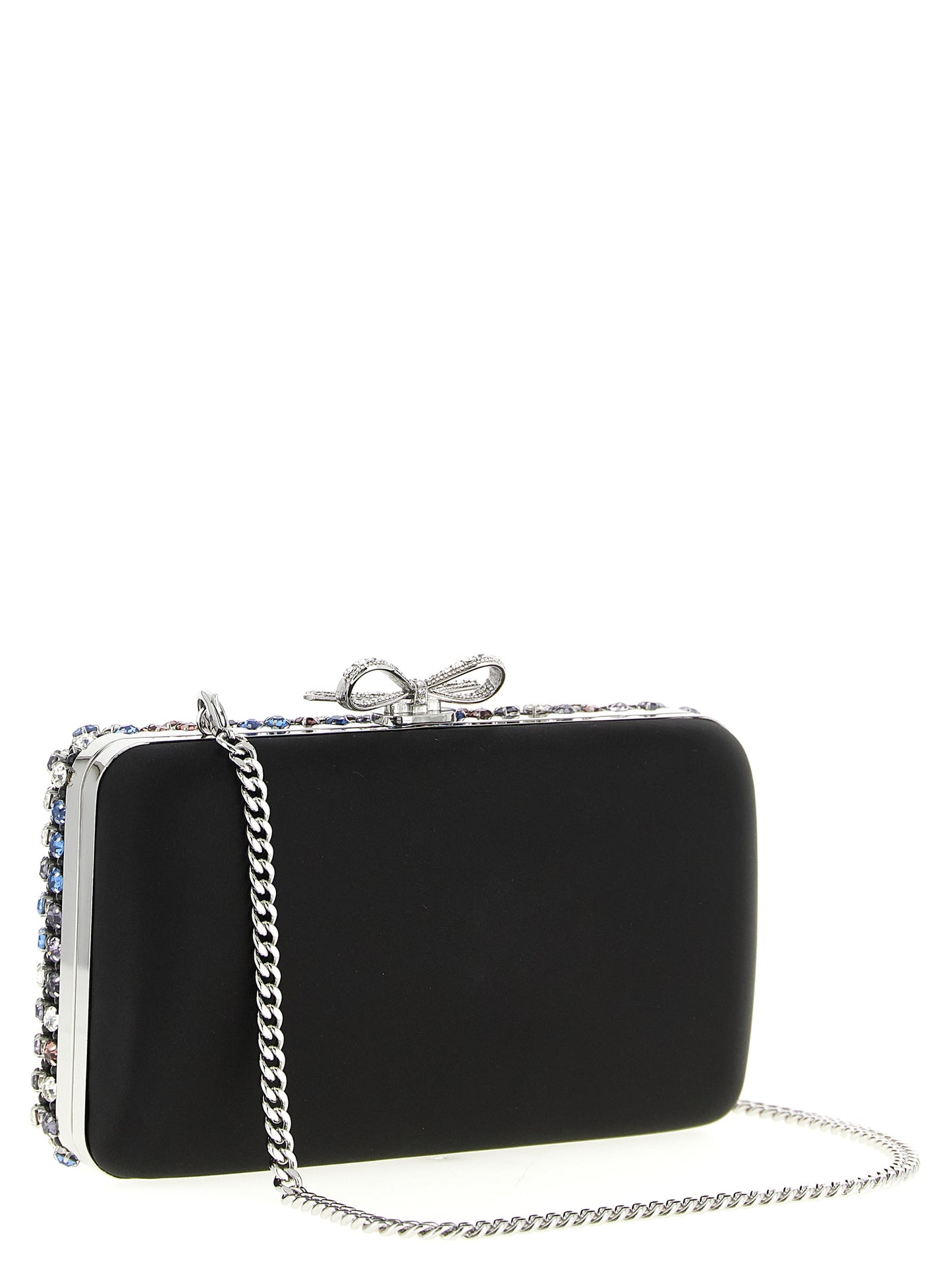 Shoulder Clutch Handbag by Self-Portrait for women in crocodile skin leather multicolor showcases a sculptural silhouette, featuring a secure , ample , and versatile shoulder-strap for a sculptural aesthetic.
