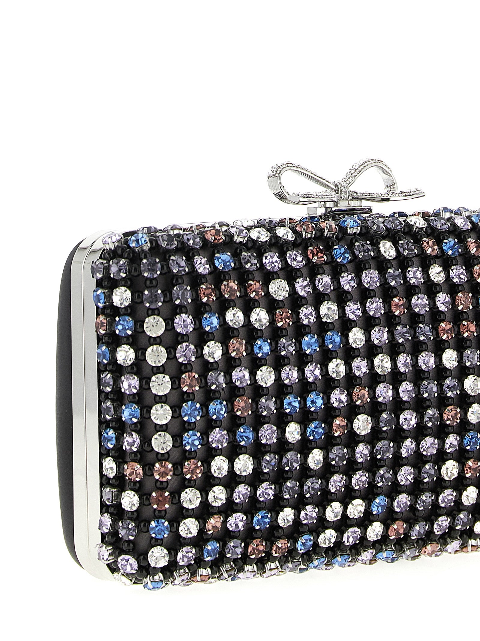 Shoulder Clutch Handbag by Self-Portrait for women in crocodile skin leather multicolor features a statuesque silhouette, showcasing a secure and organized with versatile shoulder-strap for statuesque evening wear.
