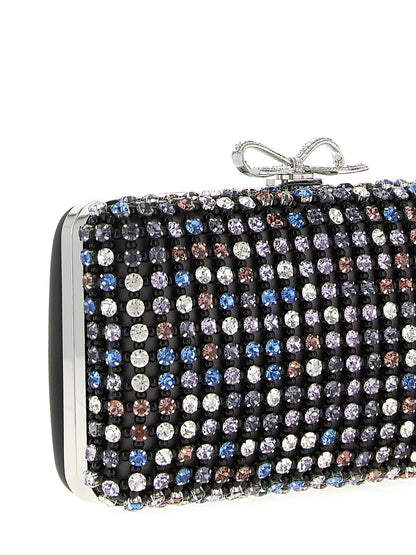 Shoulder Clutch Handbag by Self-Portrait for women in crocodile skin leather multicolor features a statuesque silhouette, showcasing a secure and organized with versatile shoulder-strap for statuesque evening wear.