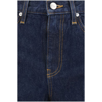 Khaite Women's Flared Slim Cropped Mid Rise Denim Cotton & Nickel Jeans - Blue Indigo