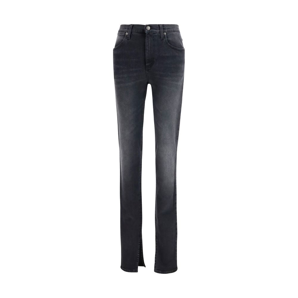 Jeans by Gucci for women in stretch denim cotton black & signature features an sartorial skinny & slim and long with a cut for a sartorial finish.