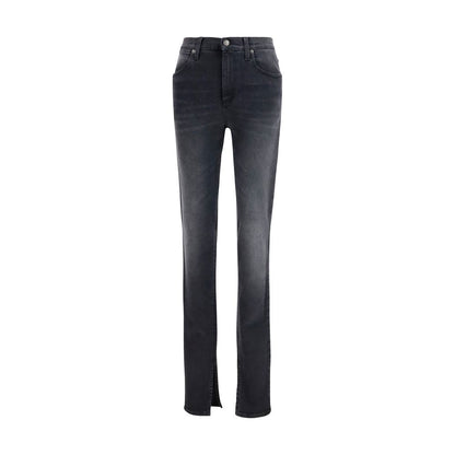 Jeans by Gucci for women in stretch denim cotton black & signature features an sartorial skinny & slim and long with a cut for a sartorial finish.