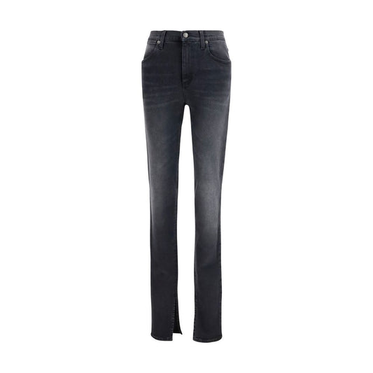 Jeans by Gucci for women in stretch denim cotton black & signature features an sartorial skinny & slim and long with a cut for a sartorial finish.