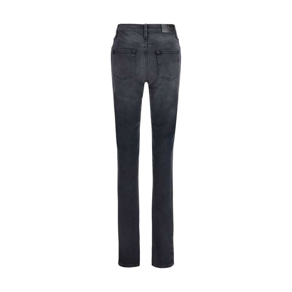 Jeans by Gucci for women in stretch denim cotton black & signature presents a tailored silhouette, showcasing a tailored skinny & slim and long cut with a refined for a truly tailored aesthetic.