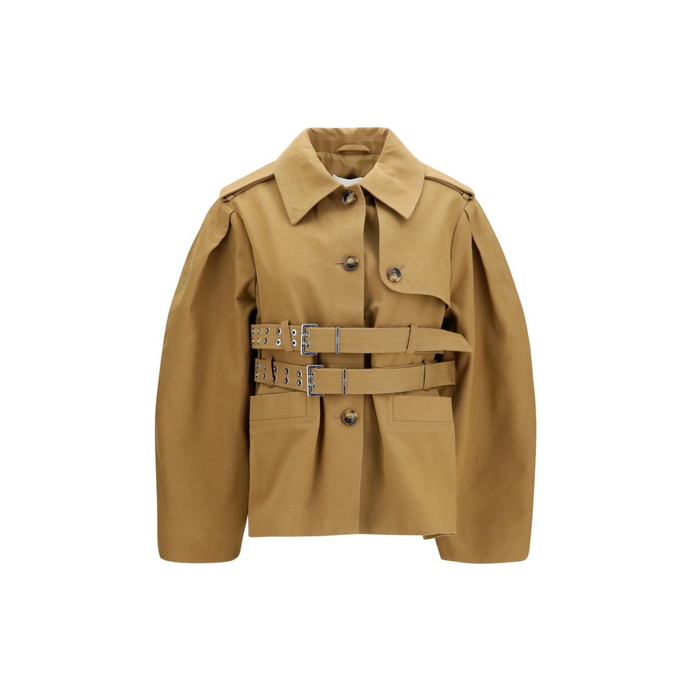 Puffer Jacket by Ganni for women in cotton canvas beige presents a effortlessly chic silhouette, showcasing a sophisticated and premium pockets & insulated for a truly effortlessly chic finish.