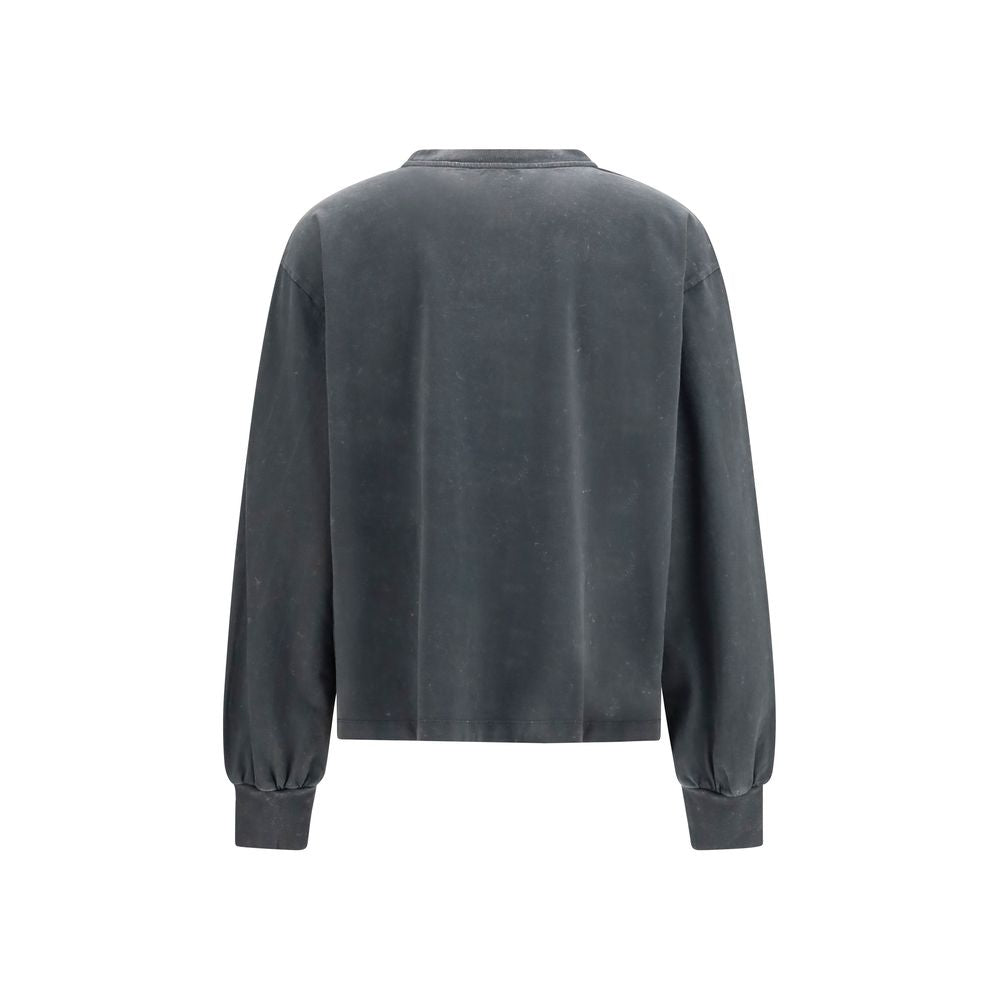 Activewear T-Shirt by Ganni for women in cotton gray & print features a dynamic silhouette with and round neckline enhanced by functional .