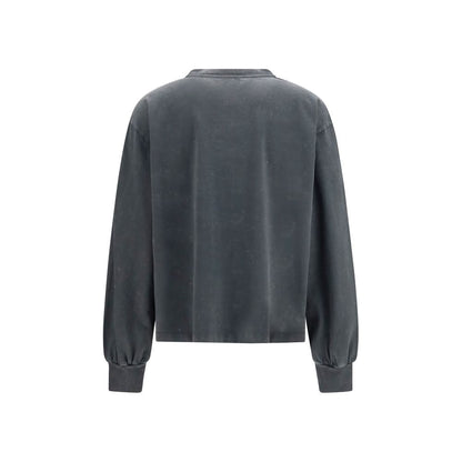 Activewear T-Shirt by Ganni for women in cotton gray & print features a dynamic silhouette with and round neckline enhanced by functional .