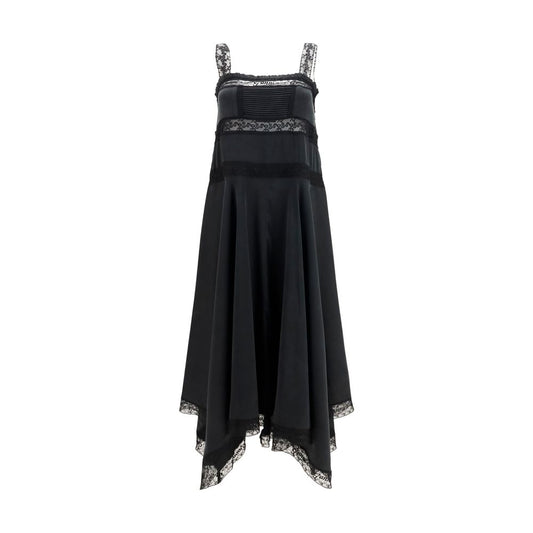 Dress by Ganni for women in viscose silk black showcases a striking silhouette, elegantly detailed with a sleeveless, refined square neckline, and a striking maxi long for a striking finish.