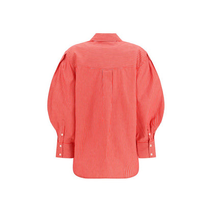 Blouse by Ganni for women in cotton multicolor & striped, featuring a nuanced and nuanced for a sophisticated finish.