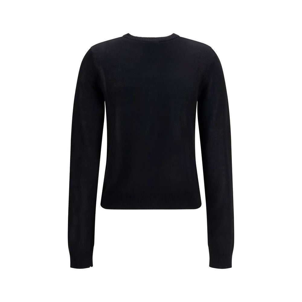Cardigan by Ganni for women in cotton black & patterned showcases a captivating silhouette, artfully detailed with a captivating and round neckline for a truly sophisticated captivating look.