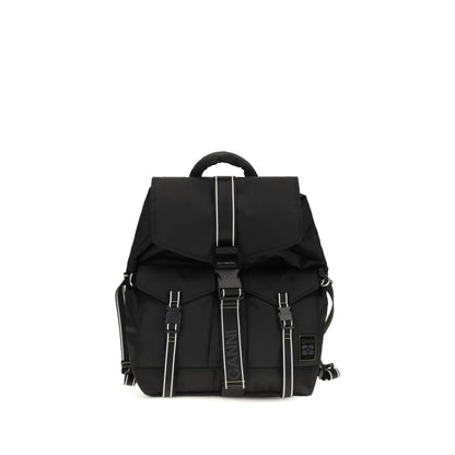 Backpack by Ganni for women in polyamide polyethylene polyurethane & tu black features a fashionable silhouette, showcasing the Re Tech Polyamide Polyethylene Polyurethane & TU Backpack design with a secure buckle, ample external-pockets, and versatile handle, backpack-strap & adjustable-strap.
