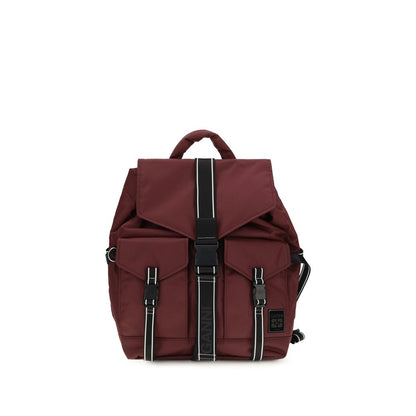 Backpack by Ganni for women in polyamide polyethylene polyurethane & tu bordeaux & signature features a utilitarian chic Re Tech Polyamide Polyethylene Polyurethane & TU Backpack design with a secure buckle, ample external-pockets, and versatile handle, backpack-strap & adjustable-strap for a utilitarian chic finish.