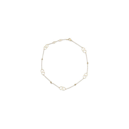 Necklace by Valentino Garavani for women in bos taurus calf suede leather gold & signature features an lustrous silhouette, showcasing the lustrous [Neckline design] and V Logo Women's Gold Necklace for a sophisticated, premium look.