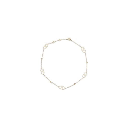 Necklace by Valentino Garavani for women in bos taurus calf suede leather gold & signature features an lustrous silhouette, showcasing the lustrous [Neckline design] and V Logo Women's Gold Necklace for a sophisticated, premium look.