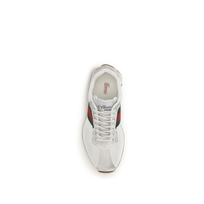 Athletic Sneakers by Gucci for women in polyester & bos taurus suede calf leather green, red & white showcases an impeccable silhouette, defined by an impeccable athletic style design that perfectly captures the essence of the Gg Women's Athletic Polyester & Bos Taurus Suede Calf Leather Sneakers.