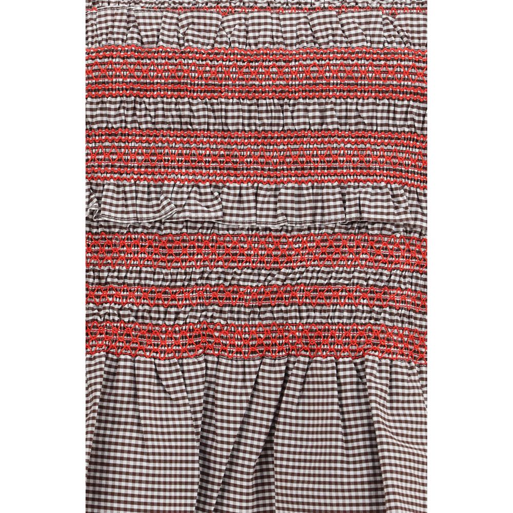 T-Shirt by Ganni for women in stretch cotton brown showcases a unassuming silhouette, artfully detailed with a refined and unassuming for a sophisticated, contemporary look.
