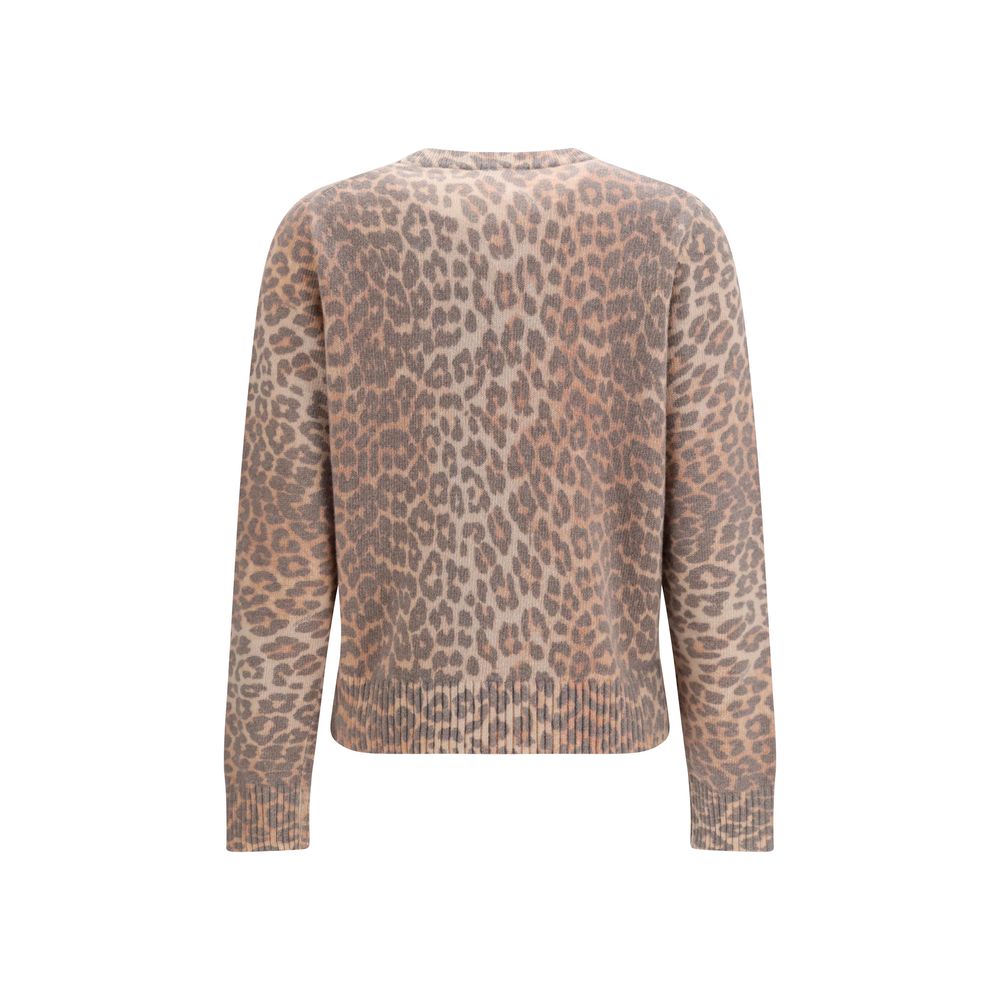 Sweatshirt by Ganni for women in polyamide & merino wool beige & print presents a smart casual silhouette, featuring a smart casual round neckline and for a sophisticated look.