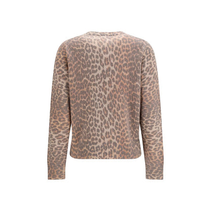 Sweatshirt by Ganni for women in polyamide & merino wool beige & print presents a smart casual silhouette, featuring a smart casual round neckline and for a sophisticated look.