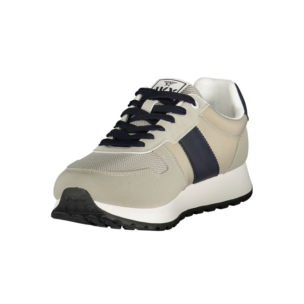 Athletic Sneakers by Avirex for men in polyester & polyurethane beige & blue presents a sleek silhouette, perfectly capturing the athletic style essence of Men's Athletic Polyester & Polyurethane Sneakers with its sleek design and premium finish.