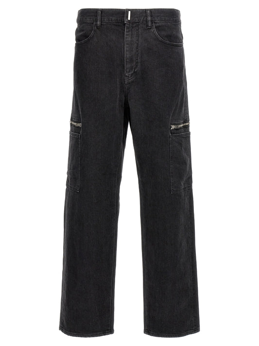 Cargo Pants by Givenchy for men in denim cotton black & print features an smart casual and long, expertly tailored with a and smart casual utilitarian details for a sophisticated look.