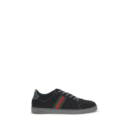 Athletic Sneakers by Gucci for men in rubber & fabric black, signature & striped features an effortless chic silhouette, showcasing the signature athletic style of the Gg Men's Athletic Rubber & Fabric Sneakers collection with a truly effortless chic finish.
